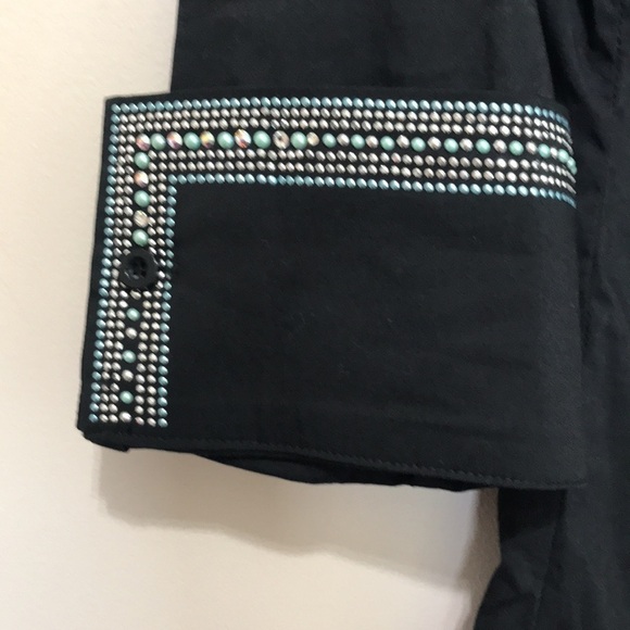 CHRISTINE Alexander rhinestone jewel button front western shirt Small oversized - Picture 3 of 12